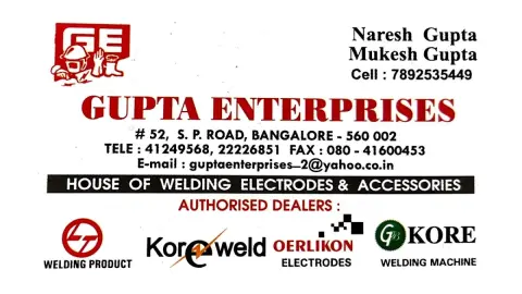 Gupta Enterprises — Welding supply store on SP Road, Bangalore
