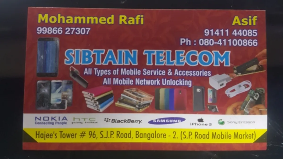 Sibtain Telecom — Mobile Parts on SP Road, Bangalore